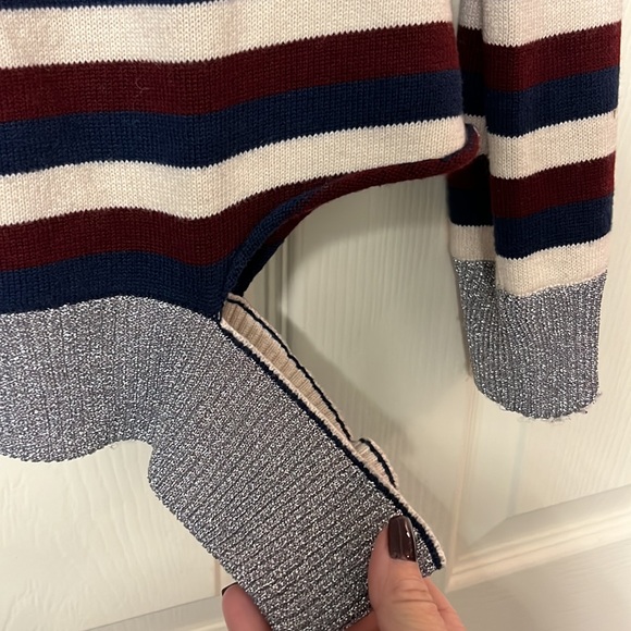 Chaser deconstructed stripes sweater with metallic trim - Picture 6 of 8